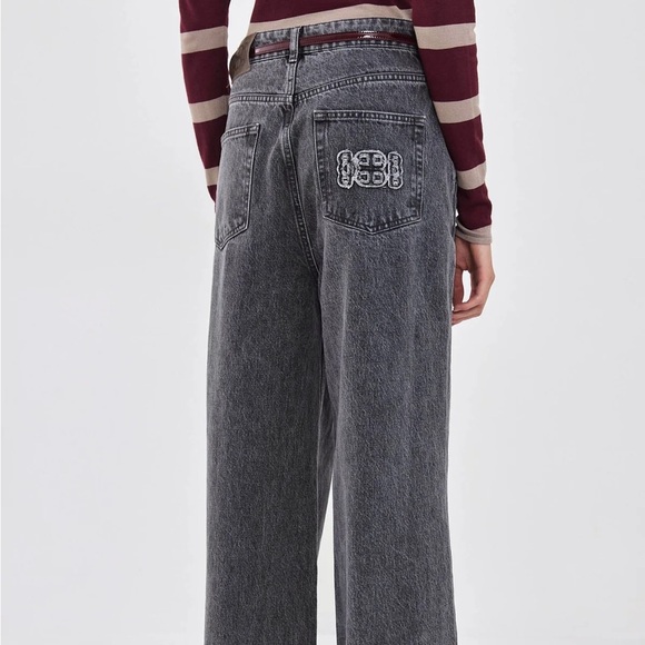 De rococo no 12 high rise super wide full length black jeans - Picture 9 of 9